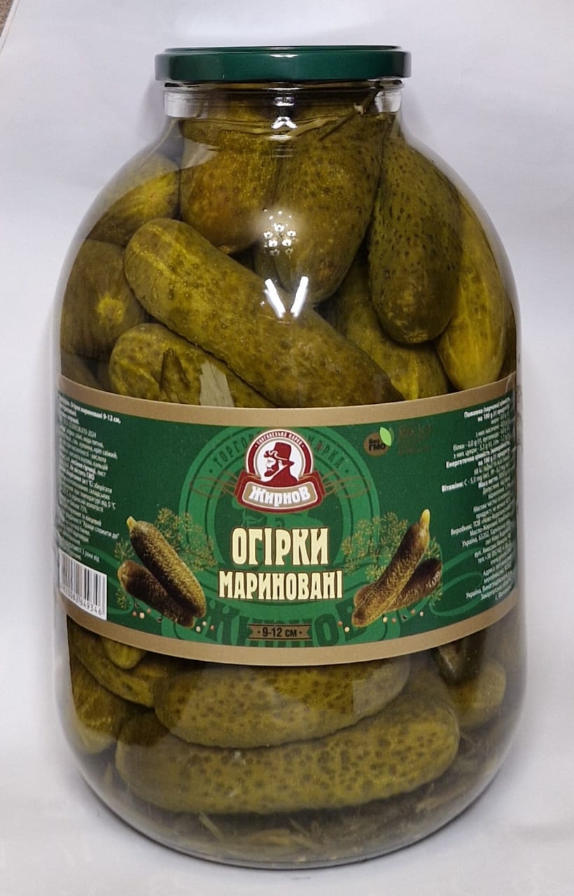 Огірки мариновані ЖирноВ з оцтом 3000г